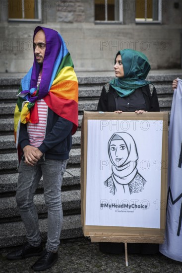 DEU Germany Germany Berlin Protest rally against intolerance of wearing headscarves and the ban on