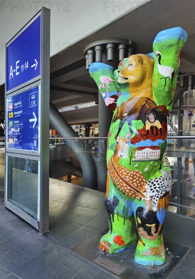 Buddy Bear, individually painted life-size bear sculpture in Berlin Central Station, Germany