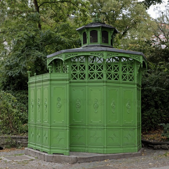 Café Achteck, joking name for a typical, historic, public Berlin toilet house on Chamissoplatz,