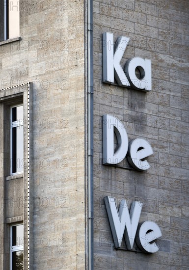 KaDeWe logo on the façade of the Kaufhaus des Westens, Tauentzienstraße, Charlottenburg, Berlin,