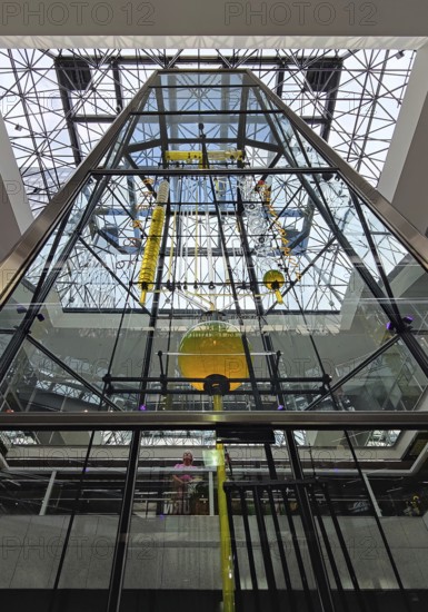 Europa-Center, thirteen meter high water clock with the title Clock of Flowing Time by Bernard