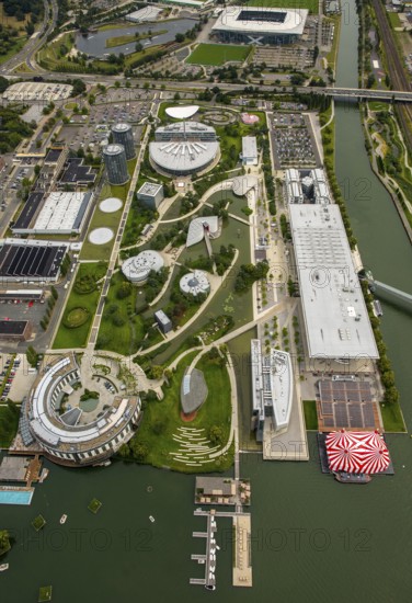 Volkswagen plant Wolfsburg with Autostadt and The Ritz Carlton Hotel, Lower Saxony, Germany,