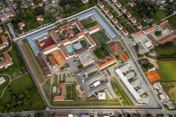 JVA Straubing Justzvollzug Bayern, prison Straubing with inner courtyard and swimming pool,