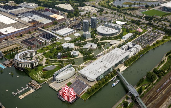 Volkswagen plant Wolfsburg with Autostadt and The Ritz Carlton Hotel, Lower Saxony, Germany,