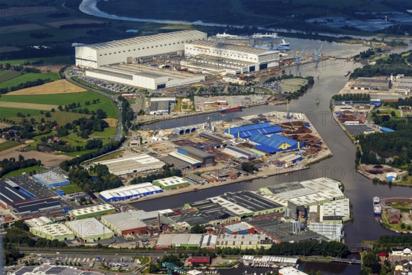 Papenburge Emshafen with Jos.L. Meyerwerft with the cruise ship Quantum of the seas, RoyalCaribbean