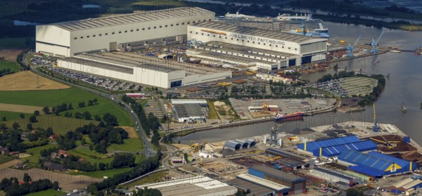 Papenburge Emshafen with Jos.L. Meyerwerft with the cruise ship Quantum of the seas, RoyalCaribbean