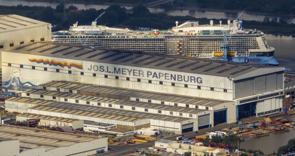 Papenburge Emshafen with Jos.L. Meyerwerft with the cruise ship Quantum of the seas, RoyalCaribbean