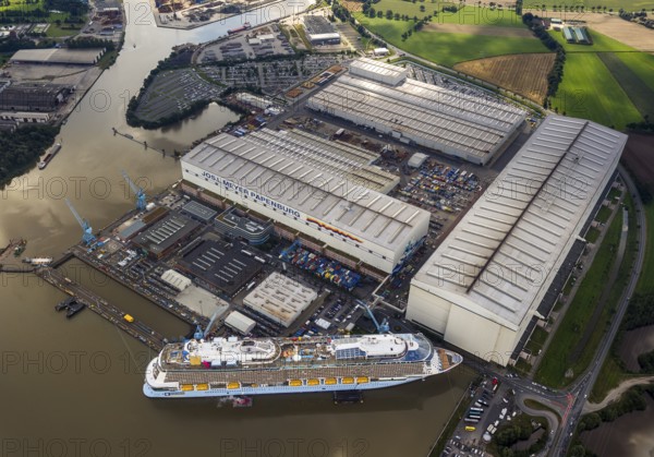 Papenburge Emshafen with Jos.L. Meyerwerft with the cruise ship Quantum of the seas, RoyalCaribbean