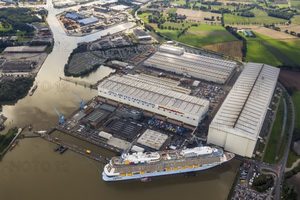 Papenburge Emshafen with Jos.L. Meyerwerft with the cruise ship Quantum of the seas, RoyalCaribbean