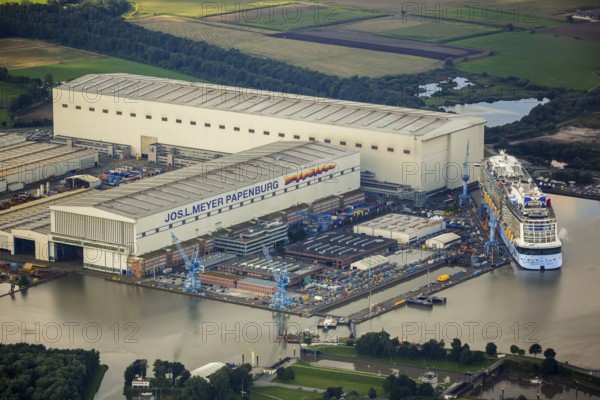 Papenburge Emshafen with Jos.L. Meyerwerft with the cruise ship Quantum of the seas, RoyalCaribbean