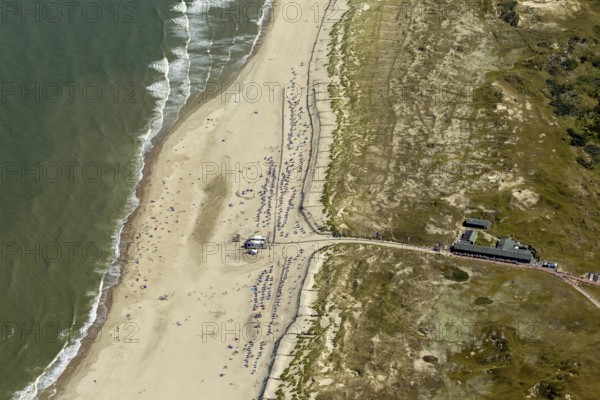 White Dune, beach restaurant, aerial view, Norderney, North Sea, North Sea island, East Frisian