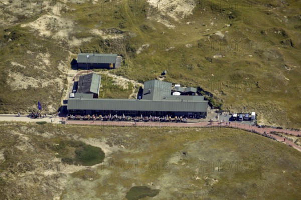 White Dune, beach restaurant, aerial view, Norderney, North Sea, North Sea island, East Frisian
