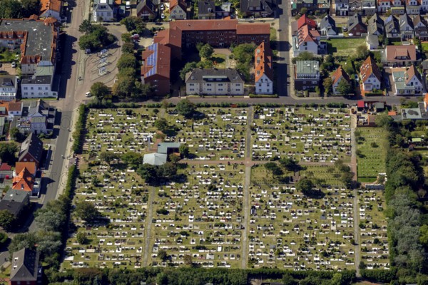 Norderney cemetery, aerial view, Norderney, North Sea, North Sea island, East Frisian Islands,