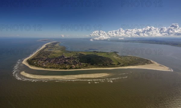 Sandbank, aerial view, Langeoog, North Sea, North Sea island, East Frisian Islands, Lower Saxony,