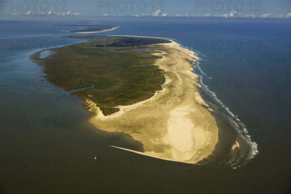 Wadden Sea, aerial view, Spiekeroog, North Sea, North Sea island, East Frisian Islands, Lower
