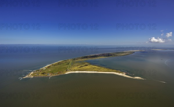 Wadden Sea, aerial view, Wangerooge, North Sea, North Sea island, East Frisian Islands, Lower