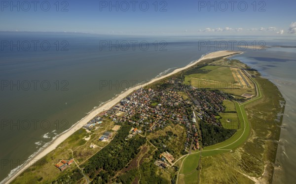 Aerial photo, Wangerooge, North Sea, North Sea island, East Frisian Islands, Lower Saxony, Germany,