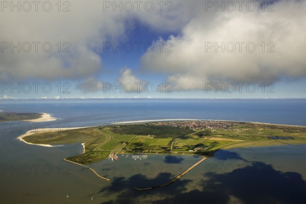 HAfen und Flinthörn, Wadden Sea, aerial view, Langeoog, North Sea, North Sea island, East Frisian