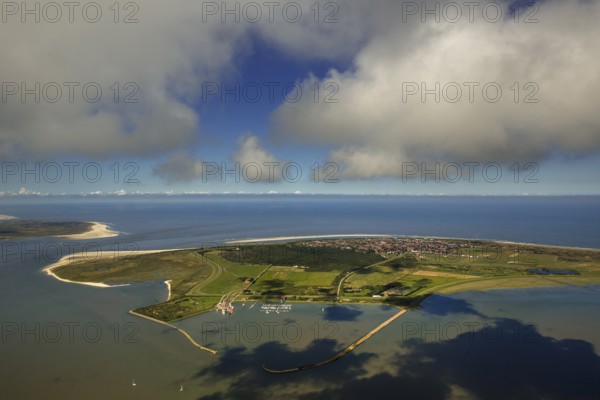 HAfen und Flinthörn, Wadden Sea, aerial view, Langeoog, North Sea, North Sea island, East Frisian