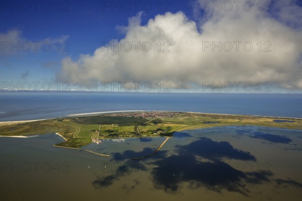HAfen und Flinthörn, Wadden Sea, aerial view, Langeoog, North Sea, North Sea island, East Frisian