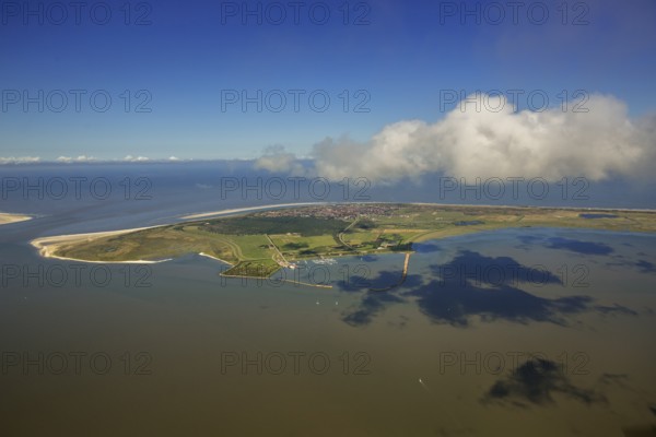 HAfen und Flinthörn, Wadden Sea, aerial view, Langeoog, North Sea, North Sea island, East Frisian