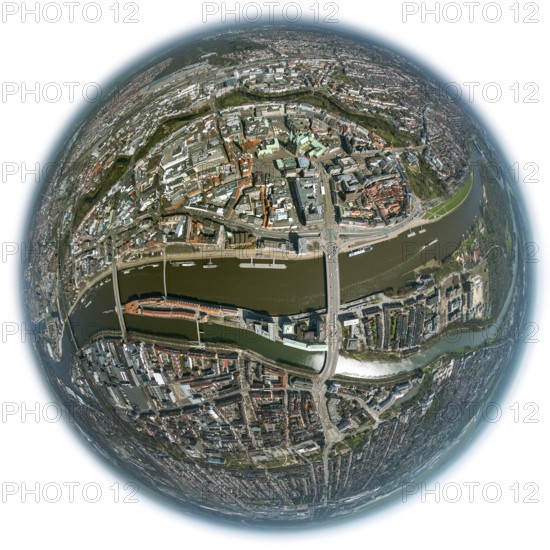 City hall Bremen, overview of the old town island Bremen between Weser and Wallgraben, city centre