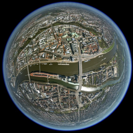 City hall Bremen, overview of the old town island Bremen between Weser and Wallgraben, city centre