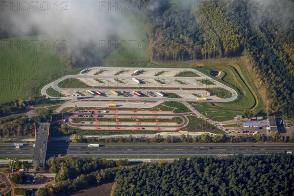 Rest area Dammer Berge Westseite, truck rest area, driving times, Holdorf, Lower Saxony, Germany,