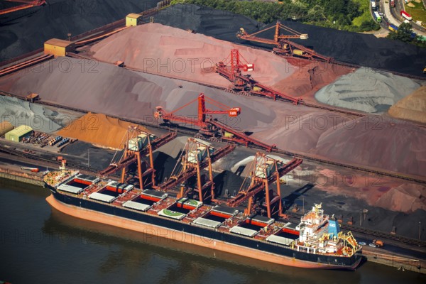 Sandauhafen, Hansaport, bulk goods, Hamburg harbour, Elbe, Hamburg, Free and Hanseatic City of