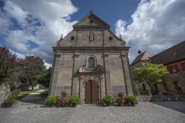 Baroque façade of St. Mary's Pilgrimage Church, third largest fortified church in Germany, built