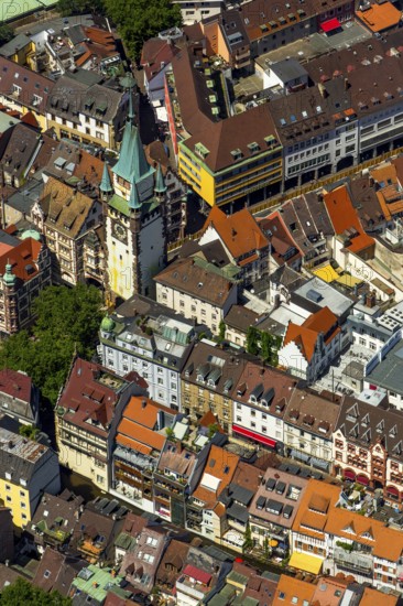 Old town of Freiburg with Schwabentor, Freiburg im Breisgau, Breisgau, Baden-Württemberg, Germany,