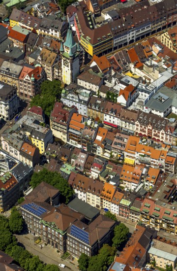 Old town of Freiburg with Schwabentor, Freiburg im Breisgau, Breisgau, Baden-Württemberg, Germany,