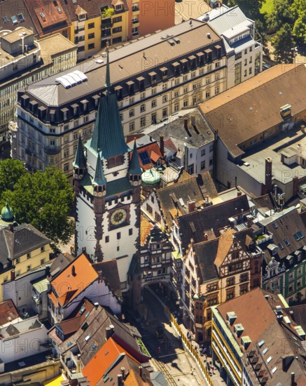 Old town of Freiburg with Schwabentor, Freiburg im Breisgau, Breisgau, Baden-Württemberg, Germany,