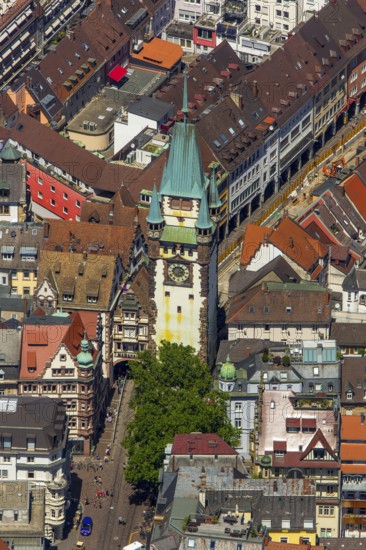 Old town of Freiburg with Schwabentor, Freiburg im Breisgau, Breisgau, Baden-Württemberg, Germany,