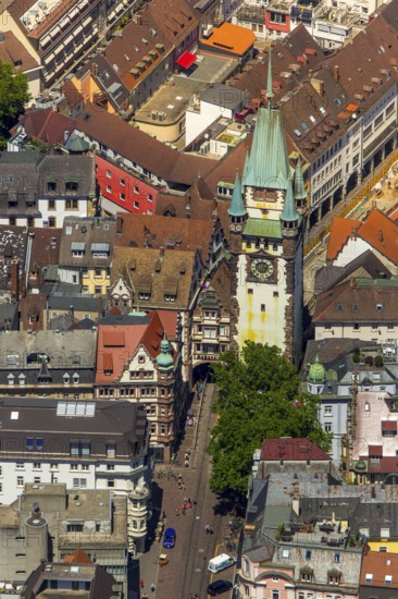 Old town of Freiburg with Schwabentor, Freiburg im Breisgau, Breisgau, Baden-Württemberg, Germany,