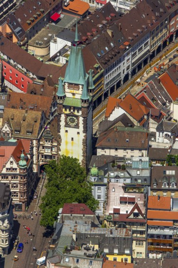 Old town of Freiburg with Schwabentor, Freiburg im Breisgau, Breisgau, Baden-Württemberg, Germany,