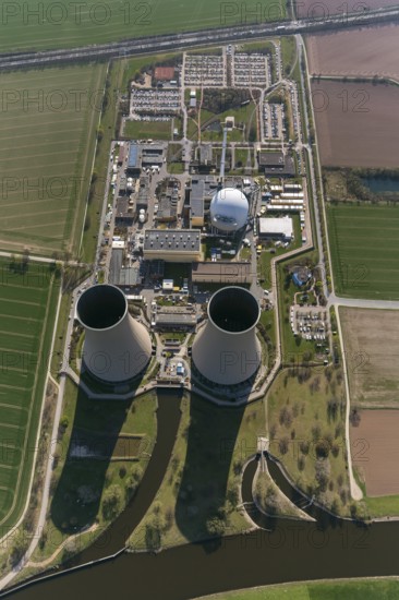 Nuclear power plant Grohnde, nuclear power plant, nuclear power plant on the Weser, cooling towers,