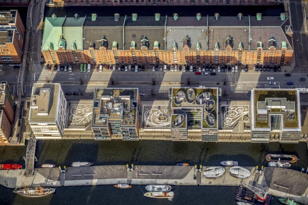 Hamburg Speicherstadt Am Sanddornkai, Kesselhaus, Hafencity, Hamburg, Germany, Europe, aerial view,