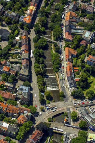 Schwabentor Bridge over the Dreisam, Freiburg im Breisgau, Breisgau, Baden-Württemberg, Germany,