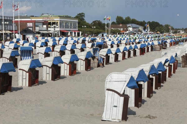 End of season, off-season, beach with beach chairs, Grömitz, Baltic Sea, Schleswig-Holstein,
