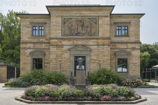 Wahnfried House, Richard Wagner Museum, in front of Ludwig II, Bust, Bayreuth, Upper Franconia,