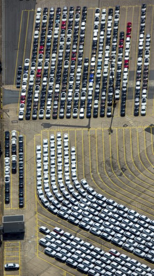 New car loading at Hansahafen, Unikai in Hamburg harbour, Hamburg harbour, Elbe, Hamburg, Free and