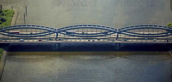 Steel construction of the Free Harbour Elbe Bridge over the Norderelbe, Hamburg Harbour, Elbe,