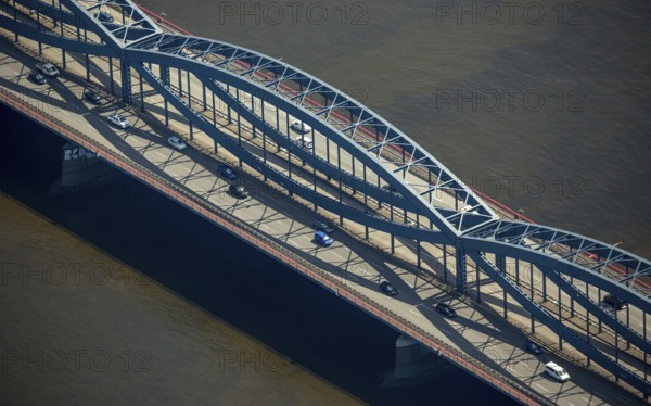 Steel construction of the Free Harbour Elbe Bridge over the Norderelbe, Hamburg Harbour, Elbe,