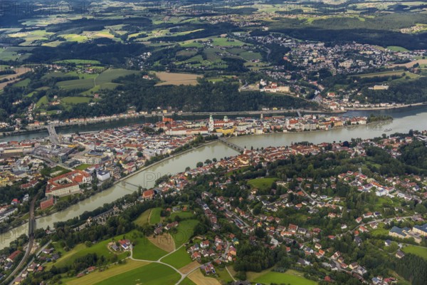 Confluence of the three rivers Danube, Inn and Ilz, municipality of Schardenberg, independent
