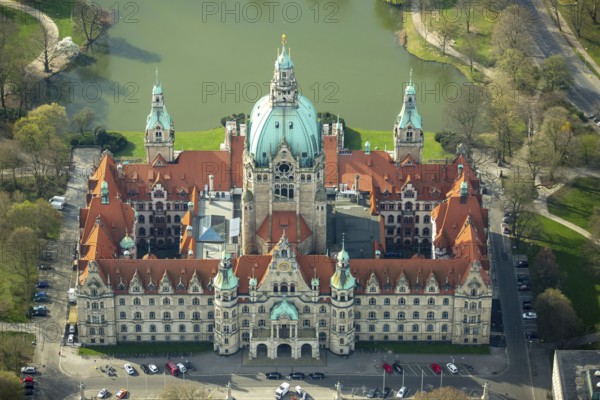 New Town Hall, Hanover's landmark, Wilhelminian, castle-like magnificent building in eclectic