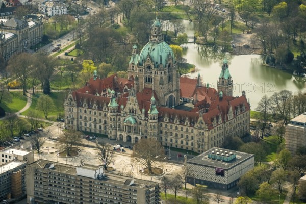 New Town Hall, Hanover's landmark, Wilhelminian, castle-like magnificent building in eclectic