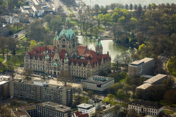 New Town Hall, Hanover's landmark, Wilhelminian, castle-like magnificent building in eclectic