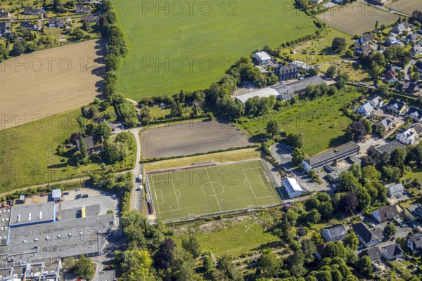 Aerial view, sports field VfL Gennebreck 1923, Sprockhövel, Ruhr area, North Rhine-Westphalia,