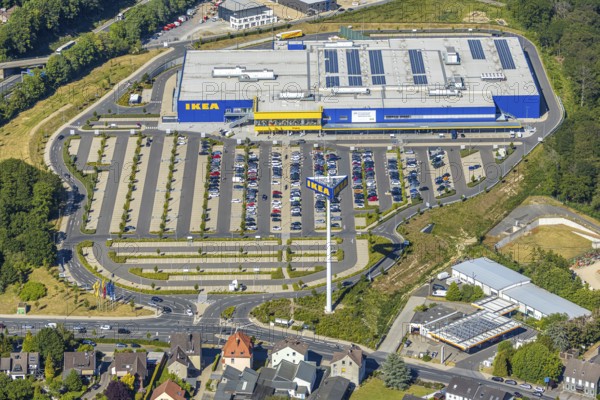 Aerial view, IKEA store Wuppertal, Nächstebreck, Wuppertal, Ruhr area, North Rhine-Westphalia,